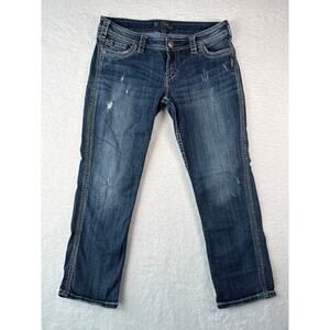Silver Jeans Twisted Capri Women Size 29 Thick Stitch Dark Wash Stretch Denim